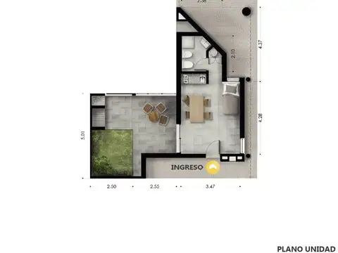 Ambiente único al frente con patio de uso exclusivo en venta - Granadero Baigorria