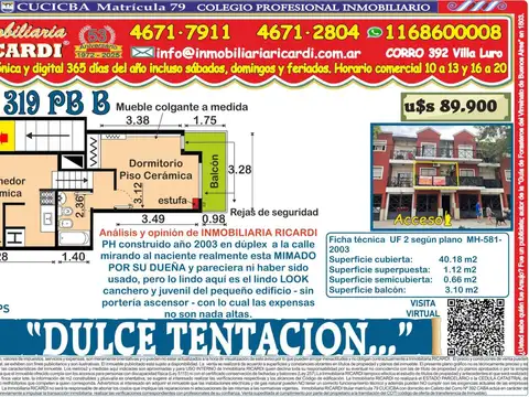 DULCE TENTACIÓN.. Villa Luro Hollywood PH linda arquitectura