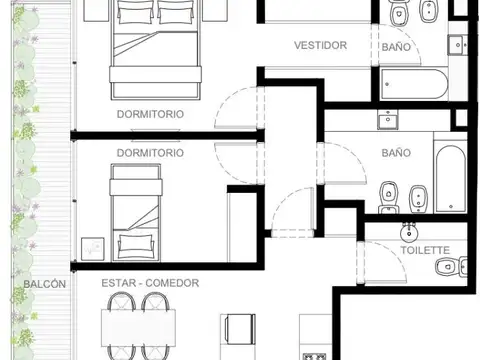 Departamento en Venta de 2 dormitorios