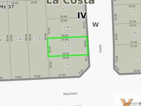 Terreno en Venta 20  mts Fondo