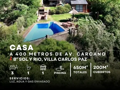 Venta Gran Casa De 3 Dormitorios Con Pileta Y Vista A Las Sierras en Sol Y Río, Villa Carlos Paz