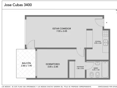 Departamento 2 ambientes con 1 baño