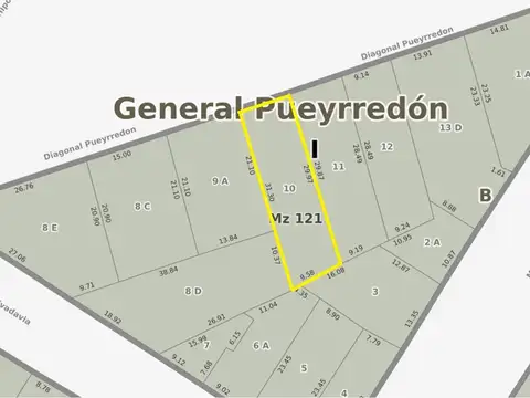 LOTE EN DIAGONAL PUEYRREDON ENTRE RIVADAVIA Y SAN MARTIN
