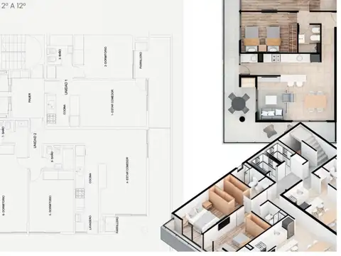 Departamento 2 ambientes con 2 baños