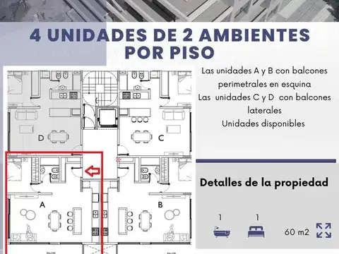 Departamento en Venta de 2 ambientes