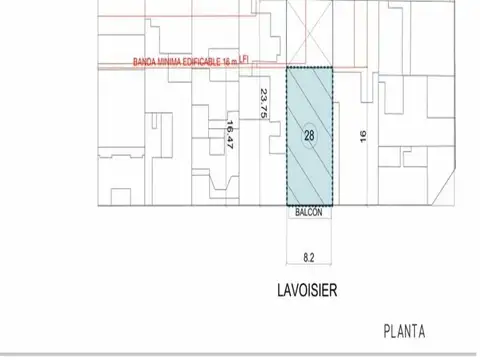 Terreno en Venta 8  mts Frente