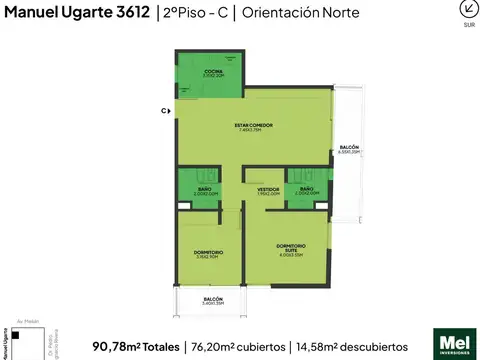 Manuel Ugarte 3600, Piso 2°