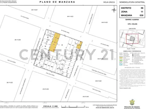 SE VENDE LOTE RINDE MAS DE 2000 M2 AV COLON 1900 CORDOBA CAPITAL