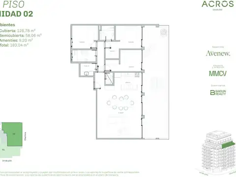 Departamento de 4 ambientes con terraza en venta en Chacarita