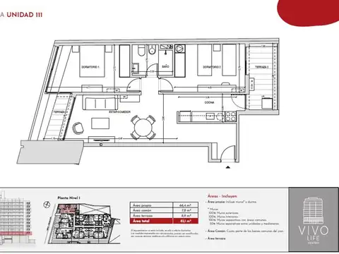 Venta apartamento 2 dormitorios Vivo Life Centro