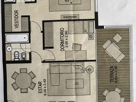 Departamento 3 ambientes con 2 baños