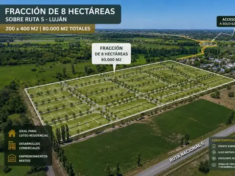 Lote 8 hectáreas Lujan sobre  Ruta 5 a metros de Colectora Acceso Oeste