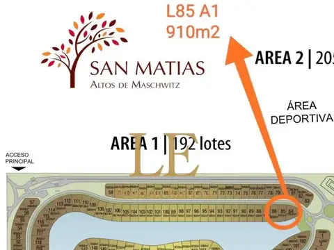 VENTA LOTE TERRENO BARRIO SAN MATIAS A LA LAGUNA 910m2