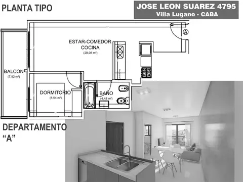 Venta departamento 1 "A" 2 Amb. c/Balcón al Frente