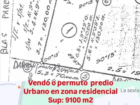 VENDO CASI UNA HECTARIA EN ZONA RESIDENCIAL. bLAS PARERA