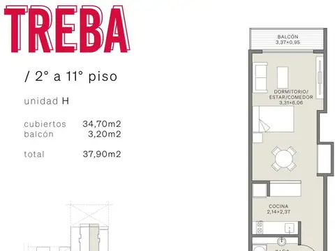 Departamento en Venta de Monoambiente