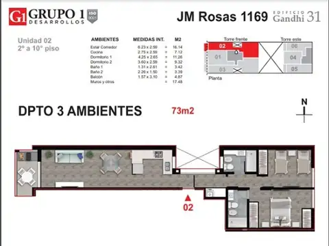 Departamento en Venta con 1 cocheras