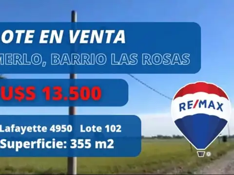 LOTE EN VENTA MERLO BARRIO CERRADO LAS ROSAS