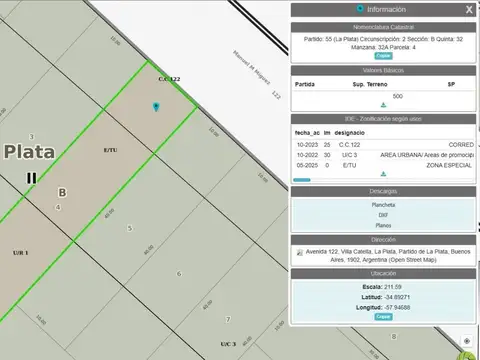 Lote 10 x 50 sobre avenida - Zona 122 y 38