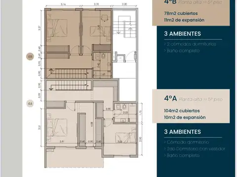 Departamento 3 ambientes con 2 baños