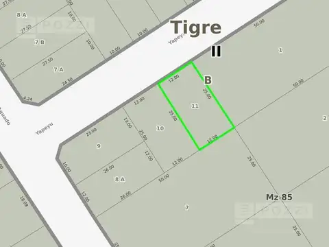 Terreno en Venta 25  mts Fondo