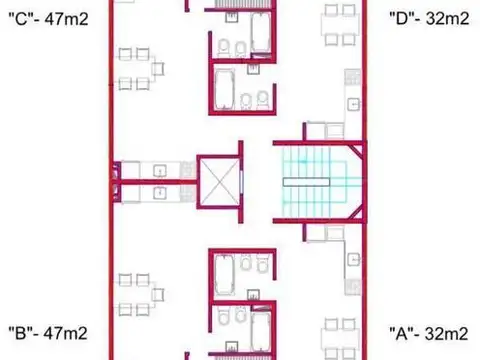 Departamento 2 ambientes con 1 baño