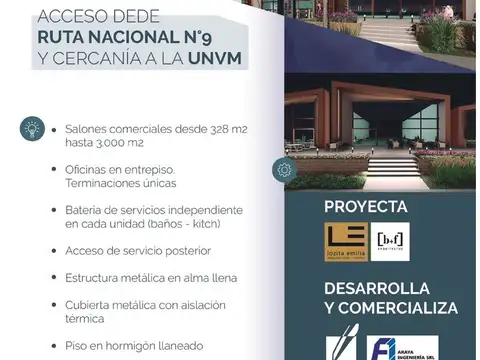 LOCALES COMERCIALES EN VENTA SOBRE RUTA N° 9 V.M