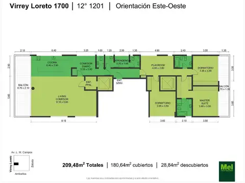 Virrey Loreto 1700, Piso 12