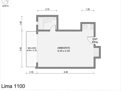 Departamento Monoambiente con 1 baño