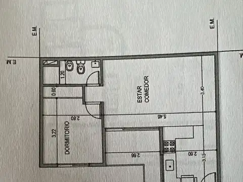 Departamento 2 ambientes con 1 baño