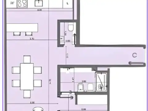 Departamento 2 ambientes con 2 baños