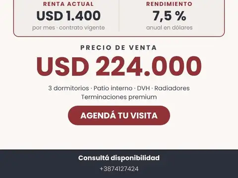 Dúplex en venta de 3 dorm. c/ cochera en Tres Cerritos, Salta