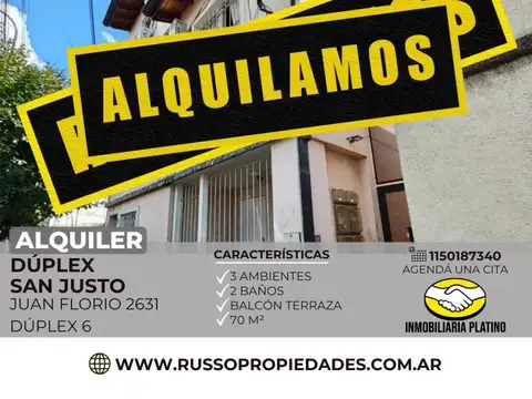 Alquiler duplex 3 ambientes San Justo