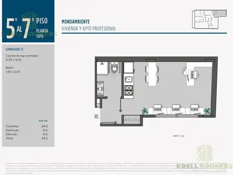 Departamento en Venta de Monoambiente