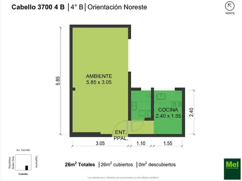 Cabello 3715 , Piso 4 B