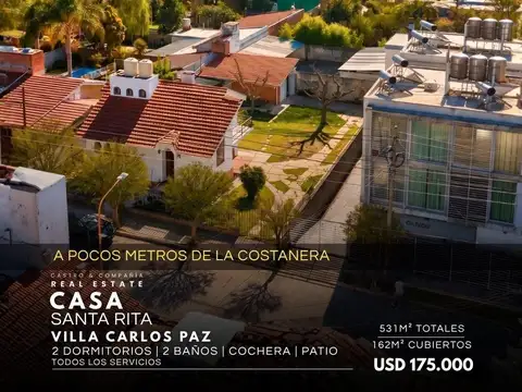 Venta Potencial Casa De 2 Plantas Con Quincho En B° Santa Rita Villa Carlos Paz
