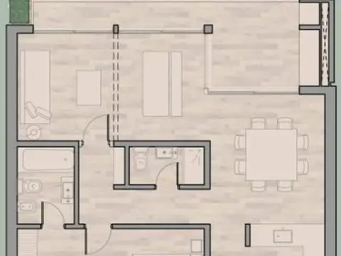 Departamento 3 ambientes con 1 baño