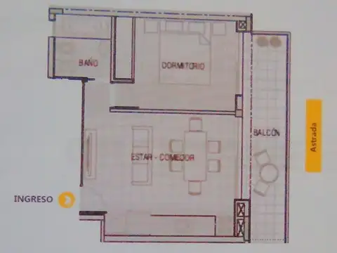 Departamento 2 ambientes con 1 baño