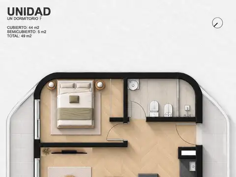 Departamento en Venta de 1 dormitorio