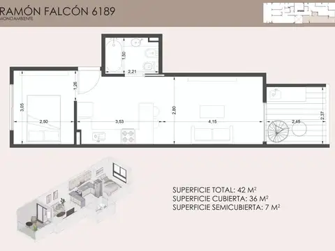 Departamento en Venta de 1 dormitorio