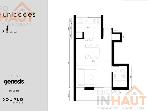 Departamento Monoambiente con 1 baño