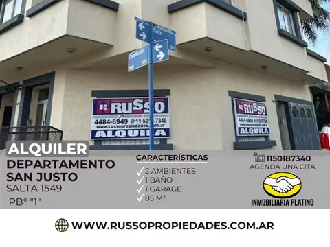 Alquiler Departamento 2 Ambientes - San Justo