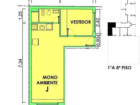 Departamento en Venta de 1 dormitorio