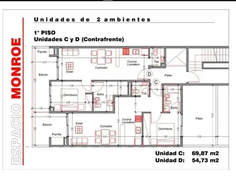 Departamento Monoambiente con 1 baño