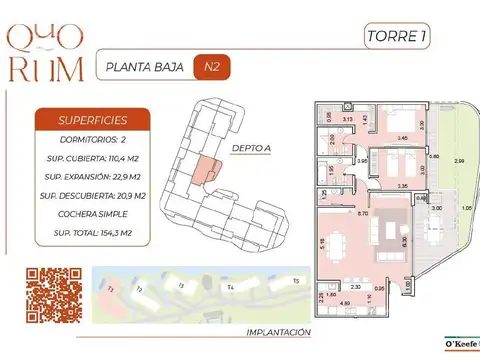 Departamento en Venta de 2 dormitorios
