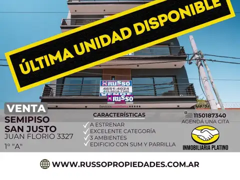 Venta semipiso 3 ambientes San Justo