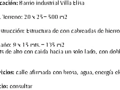 Galpon en Venta 25  mts Fondo