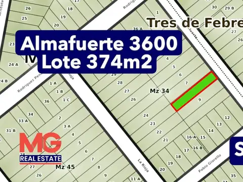 Lote en Venta 1100m2 aprox Desarrollo - Santos Lugares