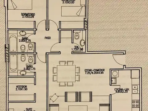 Departamento 4 ambientes con 2 baños