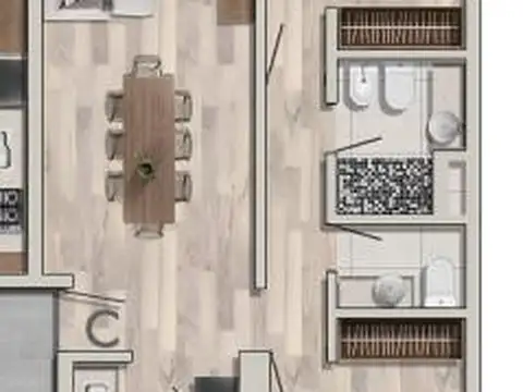 Departamento 3 ambientes con 2 baños